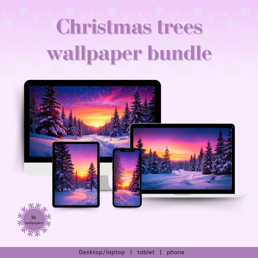 Christmas trees wallpapers bundle